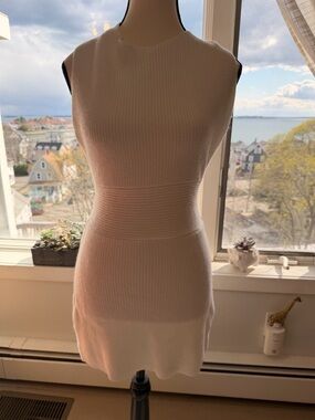 NWT Free People Ribbed Sleeveless Mini Dress in Ivory white-versatile back ties